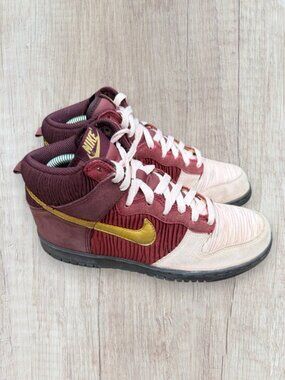 Nike Dunk High Burgundy Pink Gold Strap Sneakers Women’s 6Y EU 38.5